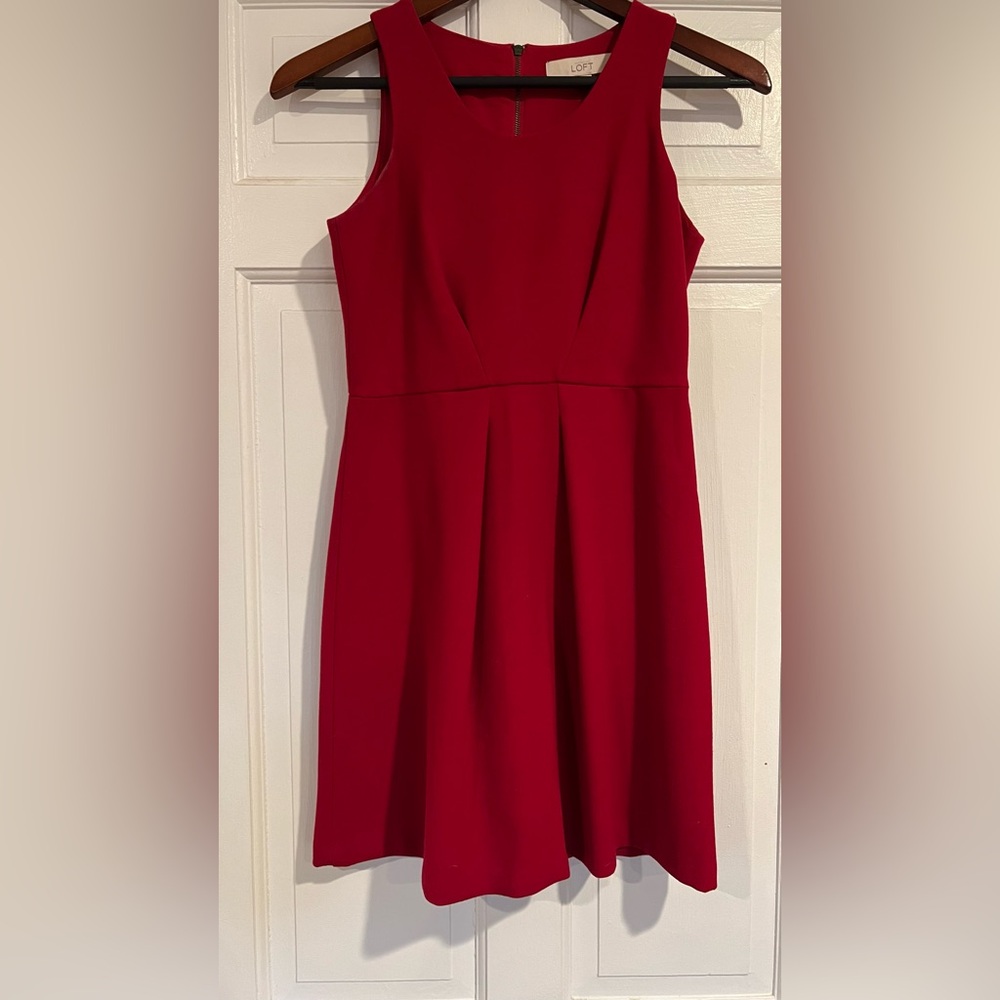 LOFT Red Strapless Sheath Dress Cocktail